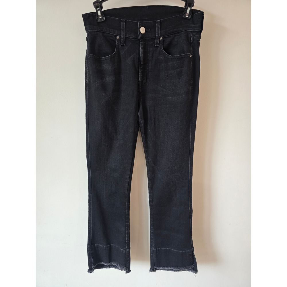 AYR The Shade Black High Rise Cropped Flare Raw Hem Jeans Size 28 WDS8B15500